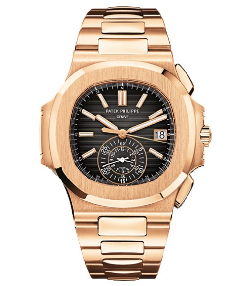 Patek Philippe Nautilus Black Dial 18kt Rose Gold Chronograph Automatic Mens Watch Replica 5980-1R-001