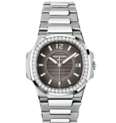 Patek Philippe Nautilus Grey Dial 18kt White Gold Ladies Watch Replica 7010/1G-010