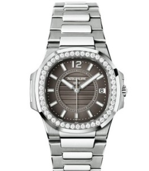 Patek Philippe Nautilus Grey Dial 18kt White Gold Ladies Watch Replica 7010/1G-010