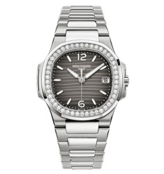 Patek Philippe Nautilus Smoke Grey Dial 18 Carat White Gold Ladies Watch Replica 7010/1G-012