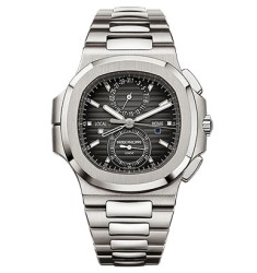 Patek Philippe Nautilus Travel Time Chronograph Stainless Steel Automatic Mens Watch Replica 5990-1A-001