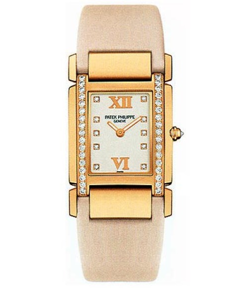 Patek Philippe Twenty 4 18kt Rose Gold Vanilla Strap Diamond Ladies Watch Replica 4920R