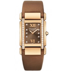 Patek Philippe Twenty 4 Diamond Brown Dial Rose Gold Ladies Watch Replica 4920R/001