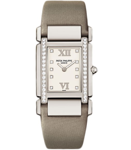 Patek Philippe Twenty 4 Diamond White Dial White Gold Ladies Watch Replica 4920G/010