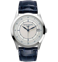 Patek Philippe Calatrava Automatic Silver Dial 18 kt White Gold Mens Watch Replica 5296G-001