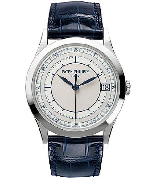 Patek Philippe Calatrava Automatic Silver Dial 18 kt White Gold Mens Watch Replica 5296G-001