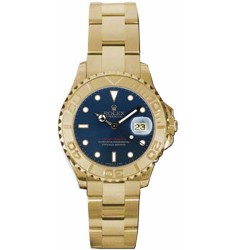 Replica Rolex Yacht-Master Yellow Gold Bluel dial Ladies Watch 169628B