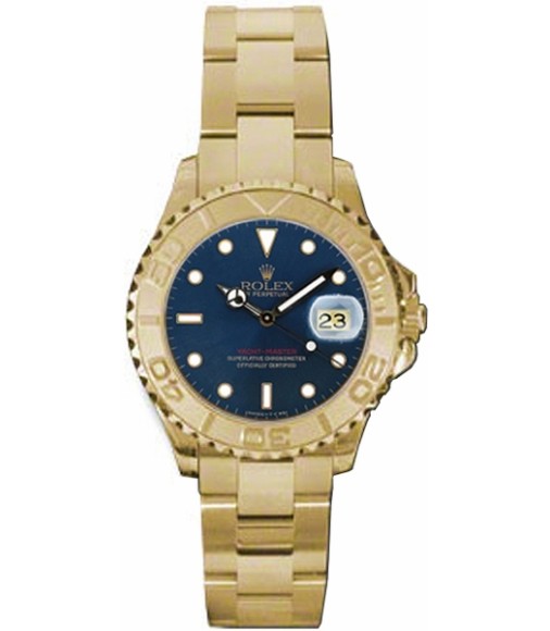Replica Rolex Yacht-Master Yellow Gold Bluel dial Ladies Watch 169628B