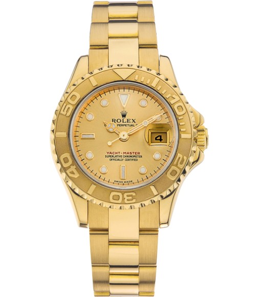 Replica Rolex Yacht-Master Yellow Gold Champagne dial Ladies Watch 169628CH
