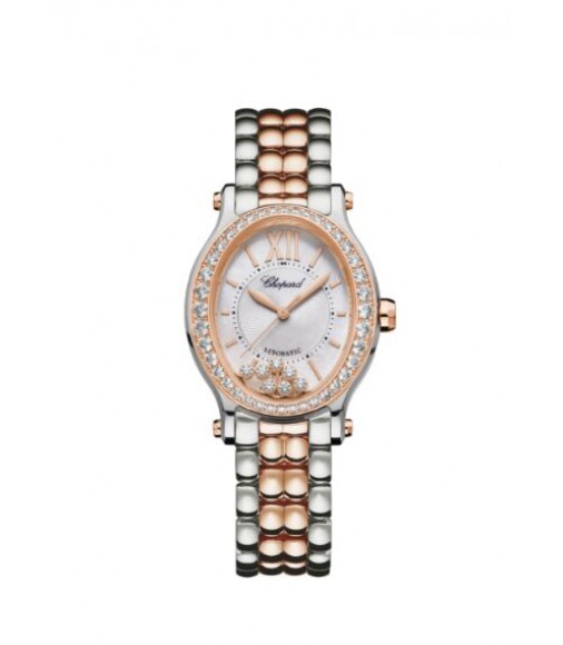 Chopard Happy Sport 30mm Oval 18K Rose Gold Stainless Steel And Diamonds replica watch
