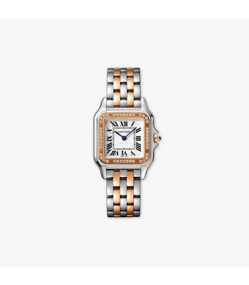Cartier Panthere Steel 18K Rose Gold Quartz Diamond Bezel Medium Replica Watch W3PN0007