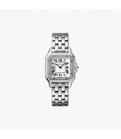 Cartier Panthere Steel Diamond Bezel Medium Model Quartz W4PN0008 Complete Replica Watch