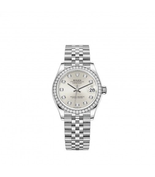 Copy Rolex Datejust 31 White Rolesor silver diamond-set dial Jubilee Watch