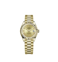 Copy Rolex Lady-Datejust 18 ct yellow gold champagne-colour dial President Watch