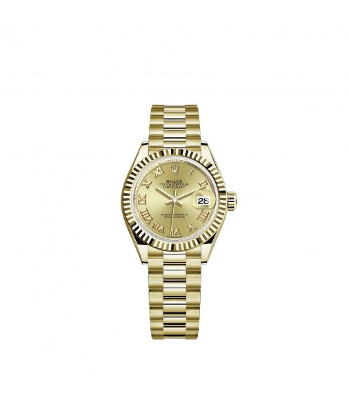 Copy Rolex Lady-Datejust 18 ct yellow gold champagne-colour dial President Watch