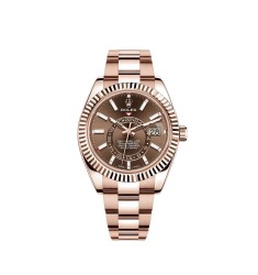 Copy Rolex Sky-Dweller 18 ct Everose gold chocolate dial Oyster Watch