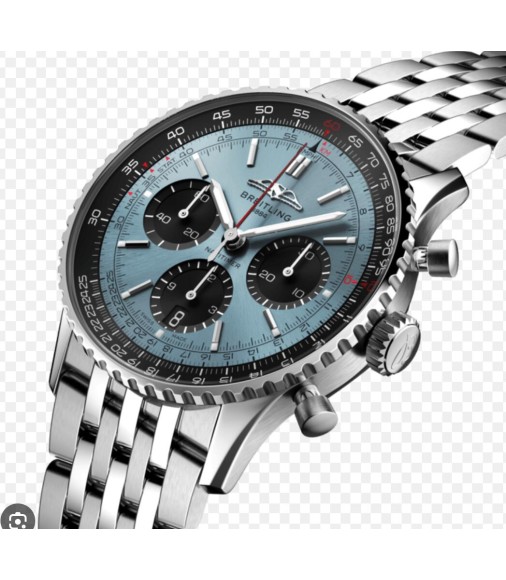 Fake Breitling Navitimer B01 Chronograph 41 Stainless steel - Ice blue AB0139241C2A1