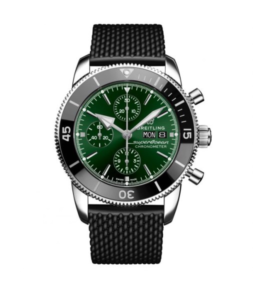 Breitling Superocean Heritage Chronograph 44 Green Dial Black Rubber Strap Watch A13313121L1S1 Replica