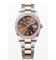 Rolex Datejust 36 Steel & Everose Gold Chocolate Dial Diamond Bezel Women's Watch M126281RBR-0032 Replica