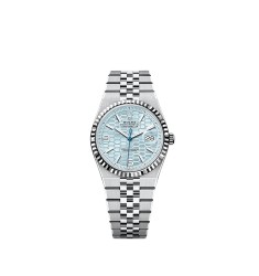 Rolex 127236-0001 Land-Dweller 36 Platinum Ice Blue Flat Jubilee Watch