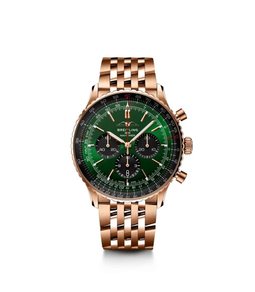 Breitling RB0137241L1R1 : Navitimer B01 Chronograph 46 Red Gold / Green / Bracelet Breitling RB0137241L1R1 : Navitimer B01 Chronograph 46 Red Gold / Green / Bracelet
