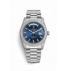 Rolex Day-Date 36 18 ct white gold lugs set diamonds 118389 Blue Dial Watch