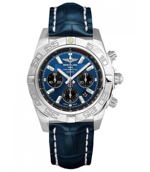 Breitling Chronomat 44 Blue Leather Strap Watch Replica AB011012/C789-731P