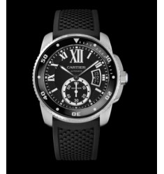 Cartier Calibre De Cartier Diver Black Dial Rubber Mens Watch Replica W7100056