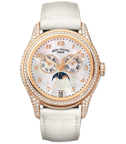 Patek Philippe Complications Mother of Pearl 18kt Rose Gold Diamond Leather Ladies Watch Replica 4937R