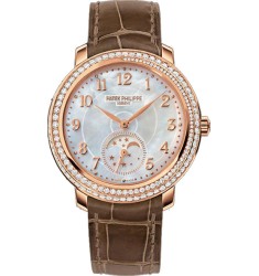 Patek Philippe Complications Mother Of Pearl Dial Taupe Leather Ladies Watch Replica 4968R-001