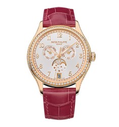 Patek Philippe Complications Silvery Sunburst Dial 18K Rose Gold Automatic Ladies Watch Replica 4947R-001