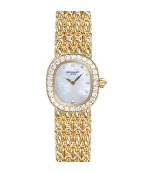 Patek Philippe Golden Ellipse White Mother of Pearl Dial Ladies Watch Replica 4931-2J