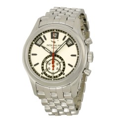 Patek Philippe Complications Silver Dial Chronograph Stainless Steel Mens Watch Replica 5960-1A