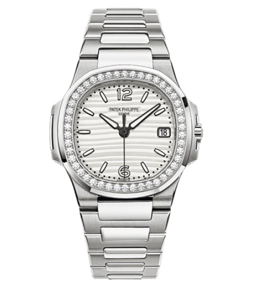Patek Philippe Nautilus Silvery White Dial Ladies Watch Replica 7010/1G-011