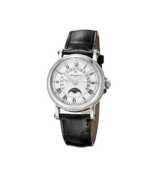 Patek Philippe Perpetual Calendar Black Leather Mens Automatic Watch Replica 5059P